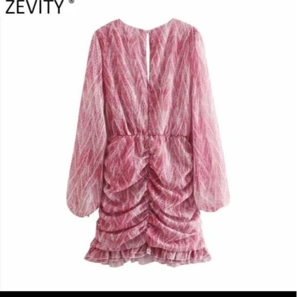 PINK SNAKESKIN PRINT DRESS BOHO STYLE - Picture 6 of 8